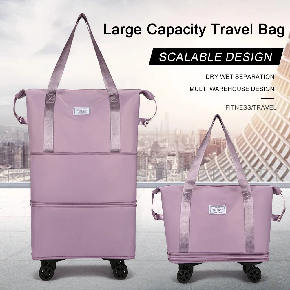 Folding Luggage Bags Expandable Rolling with Wheels and a Large Capacity